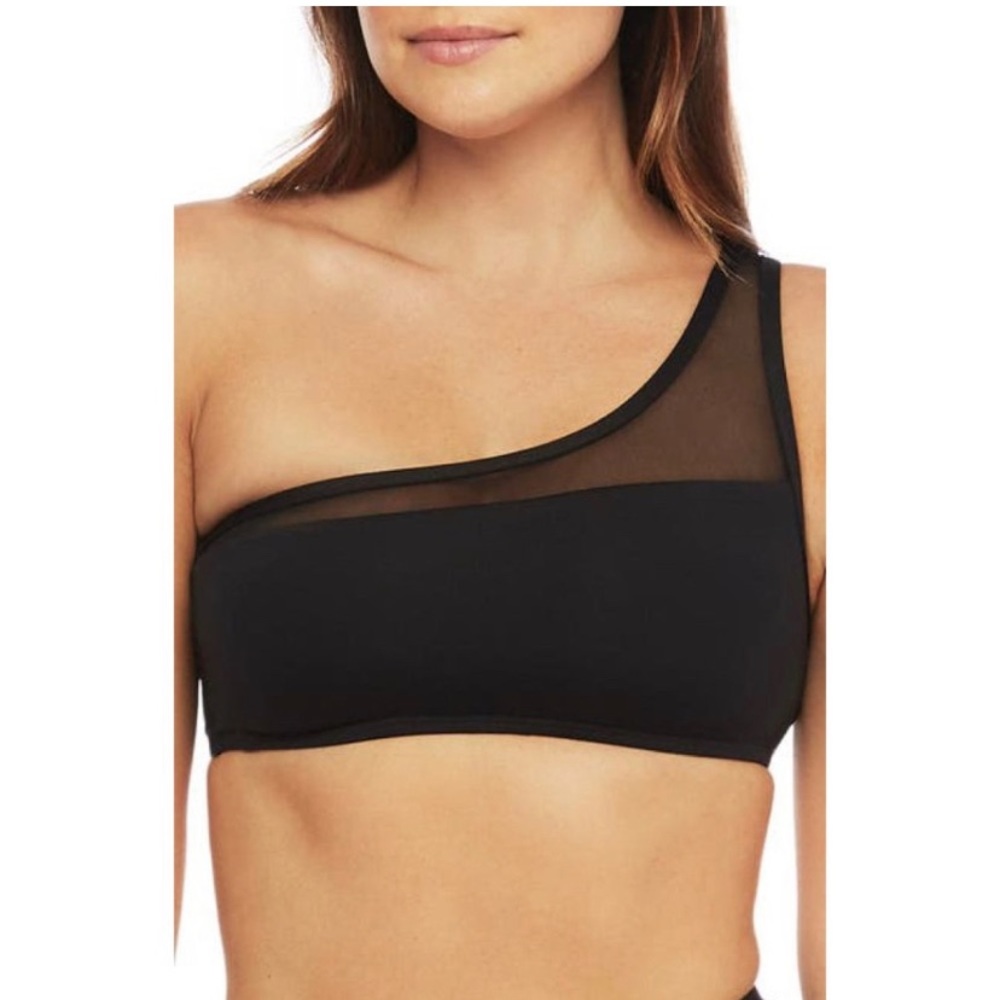 NEW La Blanca Black Mesh One Shoulder Bikini Top